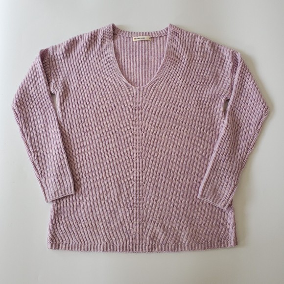 Marine Layer Sweaters - Marine Layer Elisa Lilac Nylon Cashmere Blend Knit Pullover V Neck Sweater